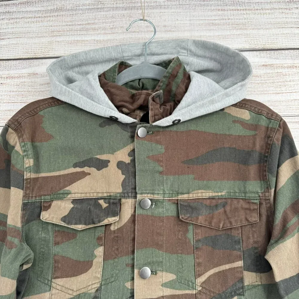 Nomad‎ Camouflage Military Hoodie Jacket Youth Boys Small Green Camo Gray